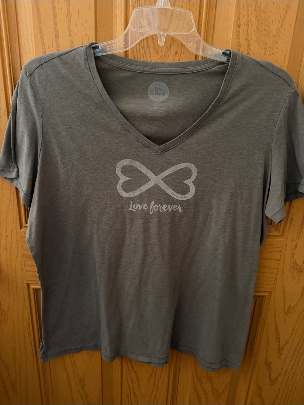 Life Is Good Gray V-Neck 'Love Forever' Infinity Heart Tee